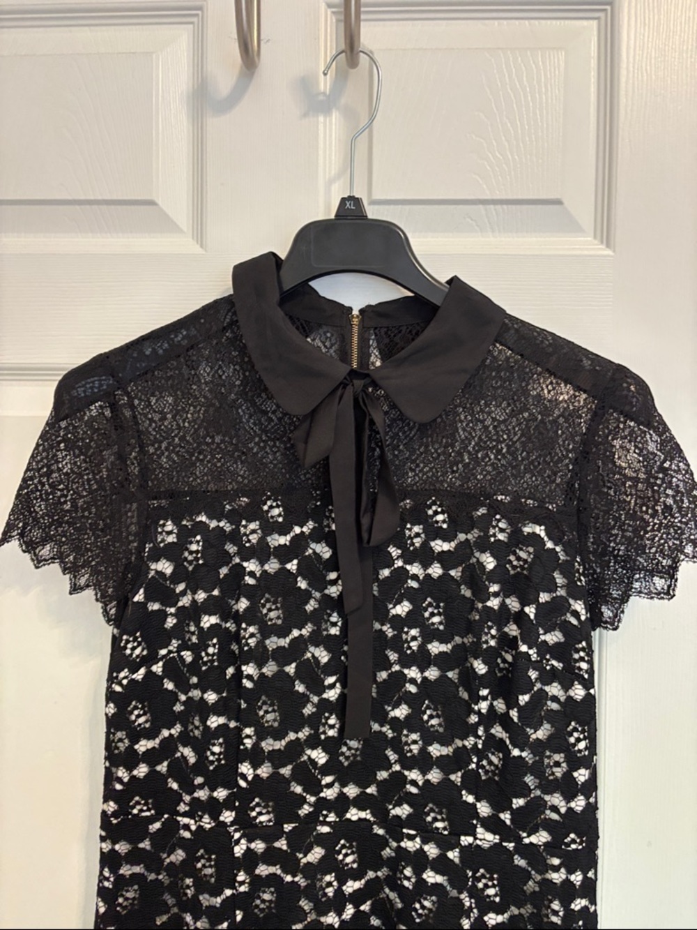 Kensie Black Lace Mini Dress with Peter Pan Collar - Picture 3 of 4